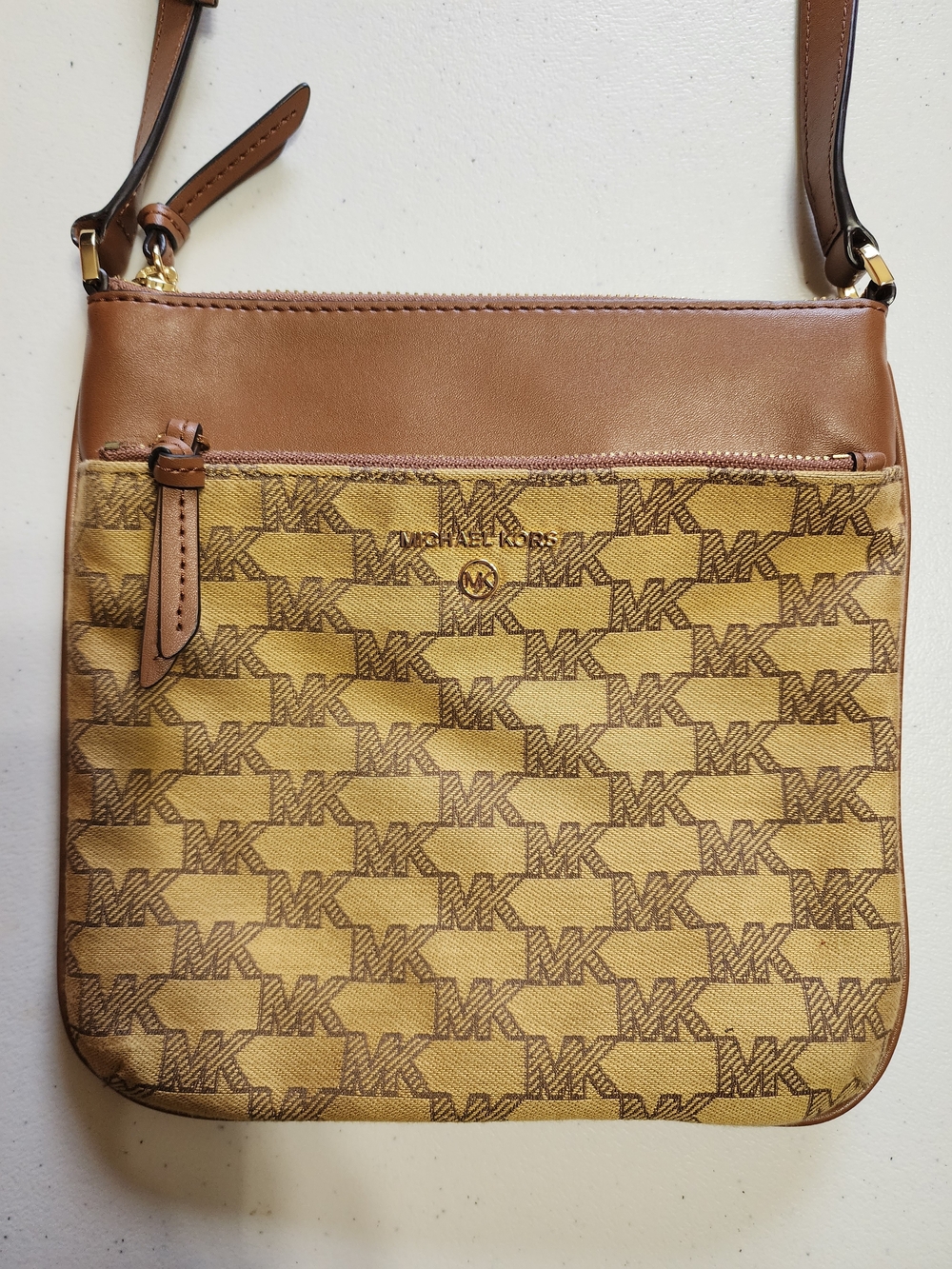 Michael Kors Tan Signature Canvas Crossbody Bag